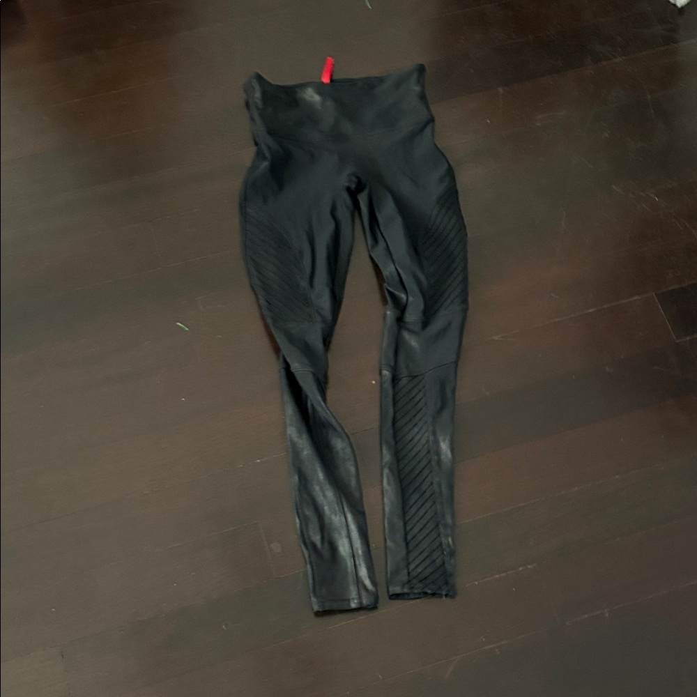 Spanx Moto Black High-Waisted Leggings S/P
